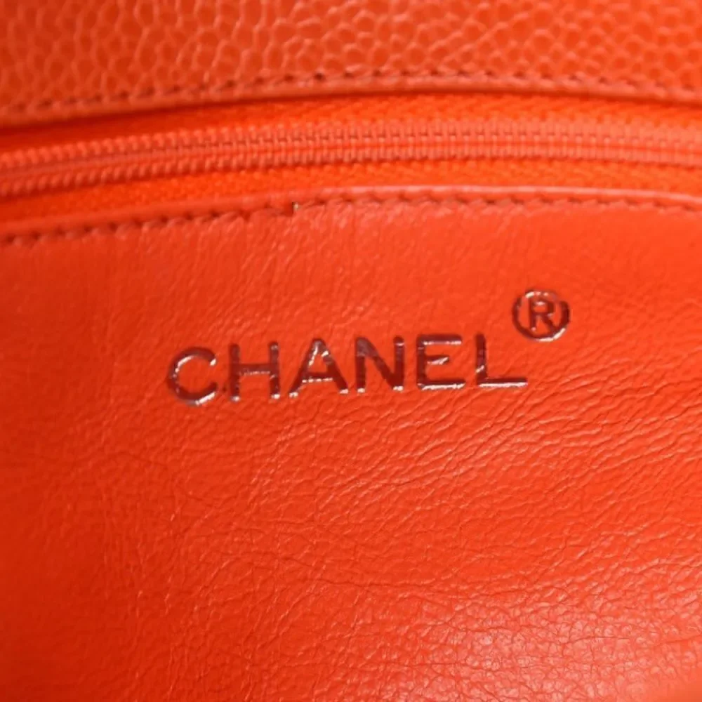 CHANEL Caviar Quilted Shoulder Bag Orange